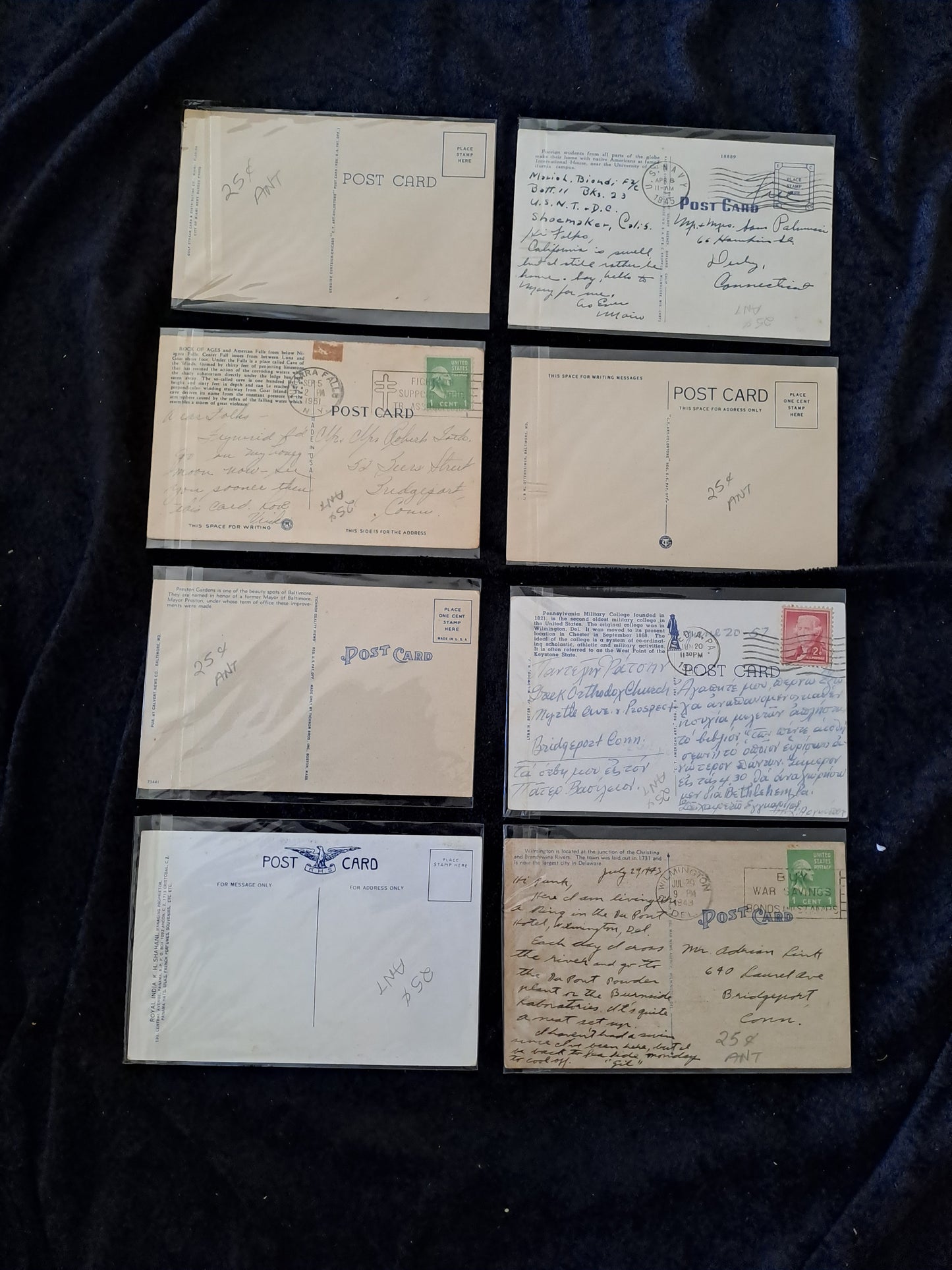 Amerikanske Vintage Postkort