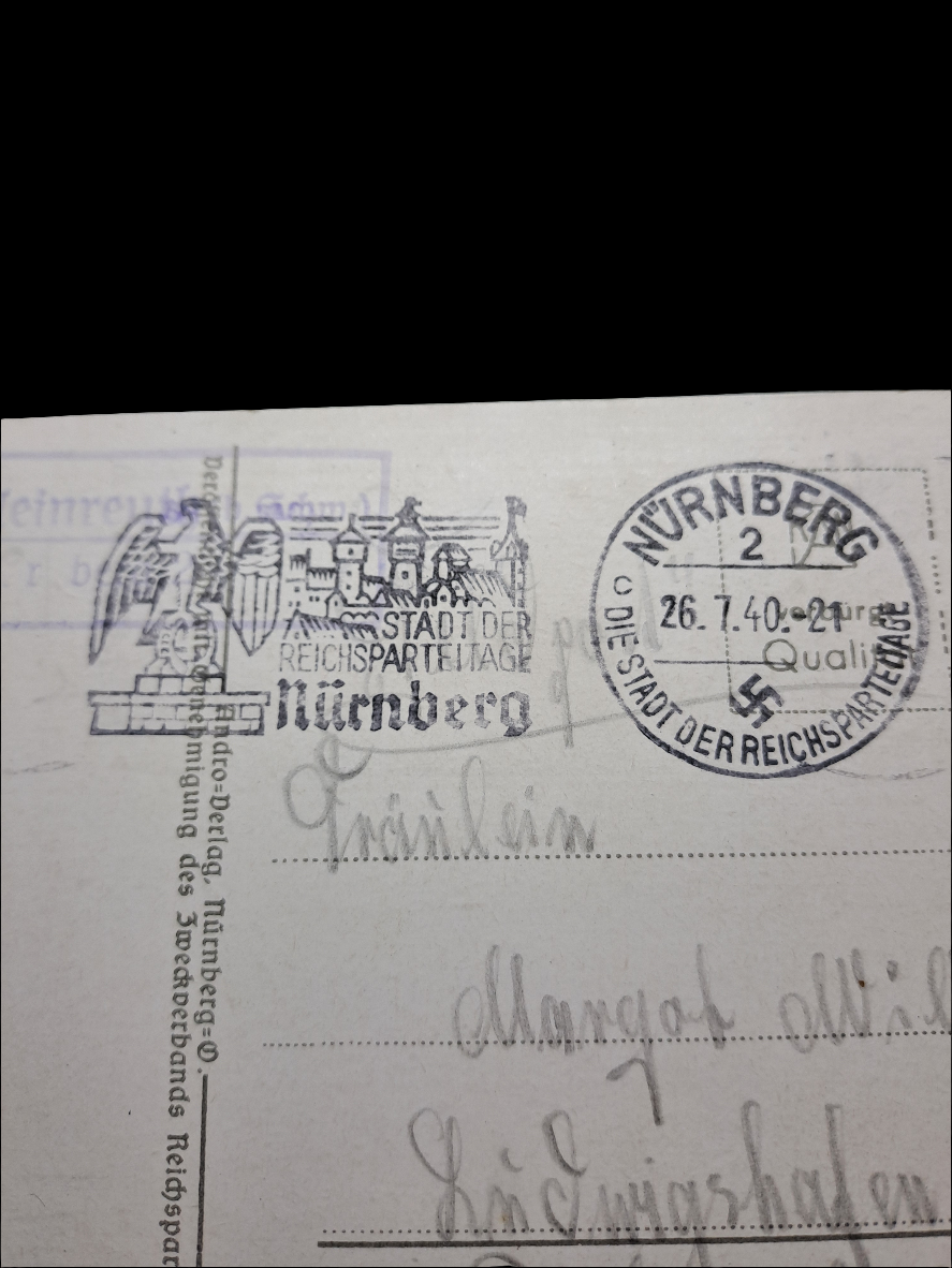 Stadt Der Reichsparteitage Nürnberg. Postcard.