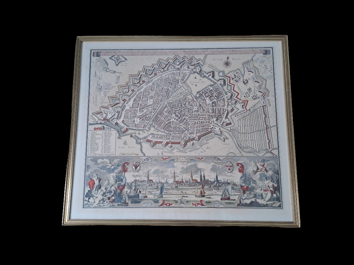 Hamburg Old Historical Map / Hamborg Gl. Kort Prospekt