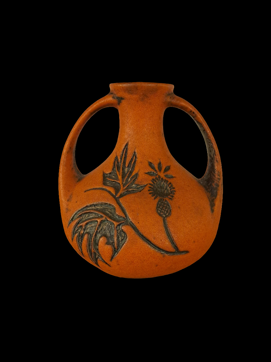 West Germany Vase with Double Handle/West Germany Vase m/dobbel Hank