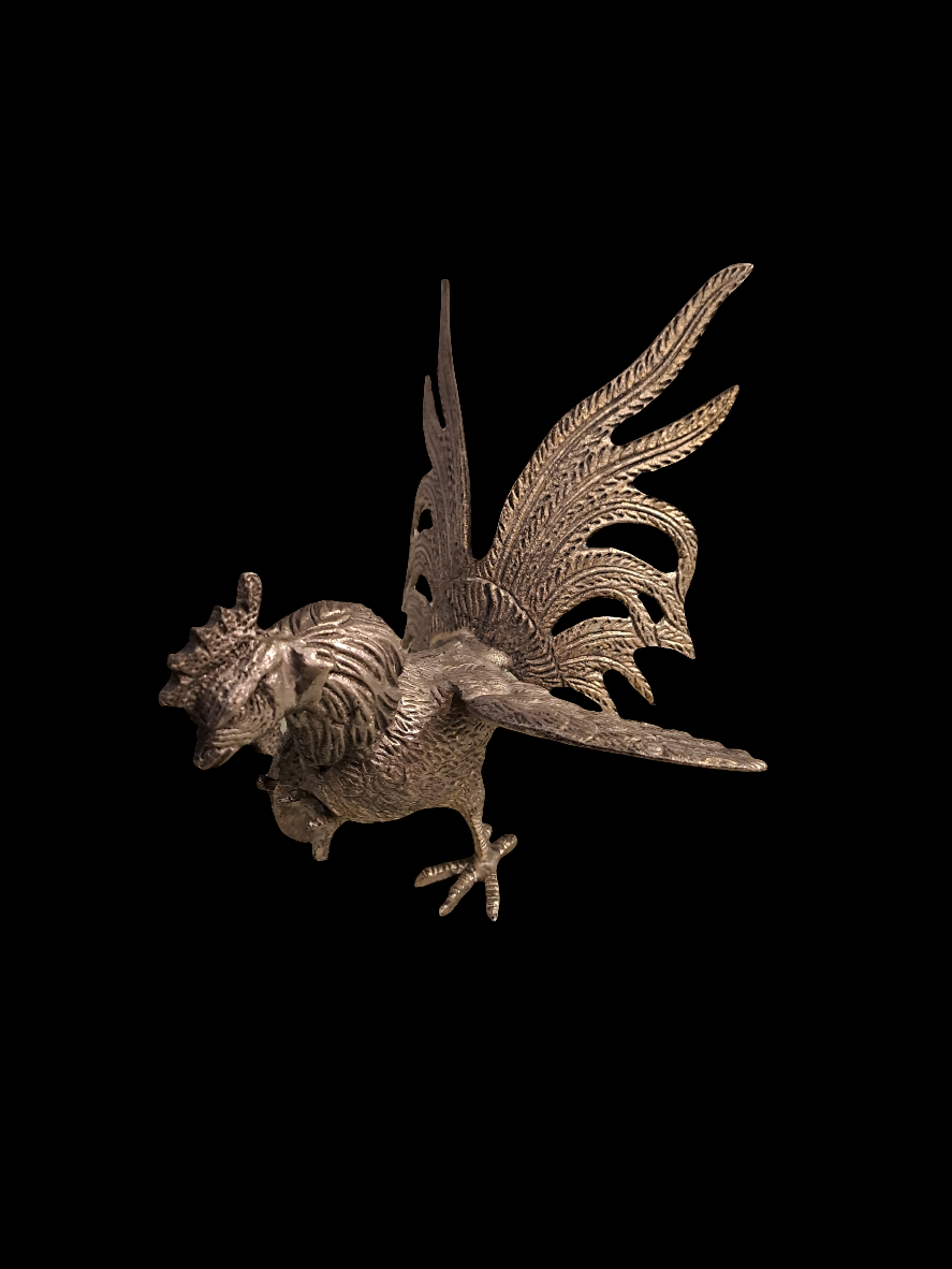 Fighting Vintage Cocks in gilted Metal/Kamphaner i forgyldt Metal