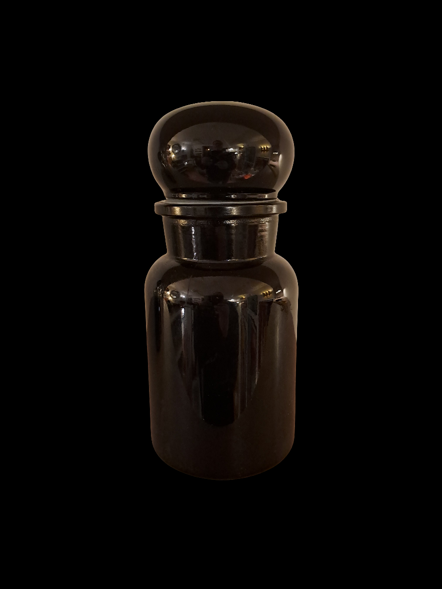 Large Black Belgian Apothecary Jar/Stor Sort Belgisk Apotekerflaske