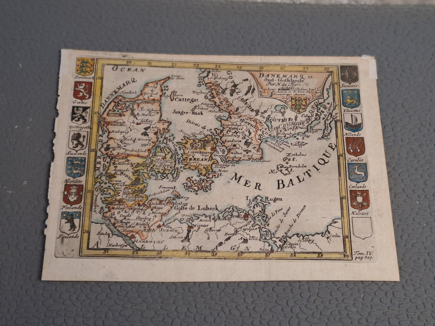 Antique Map of Denmark 1720 / Antik Kort over Danmark 1720