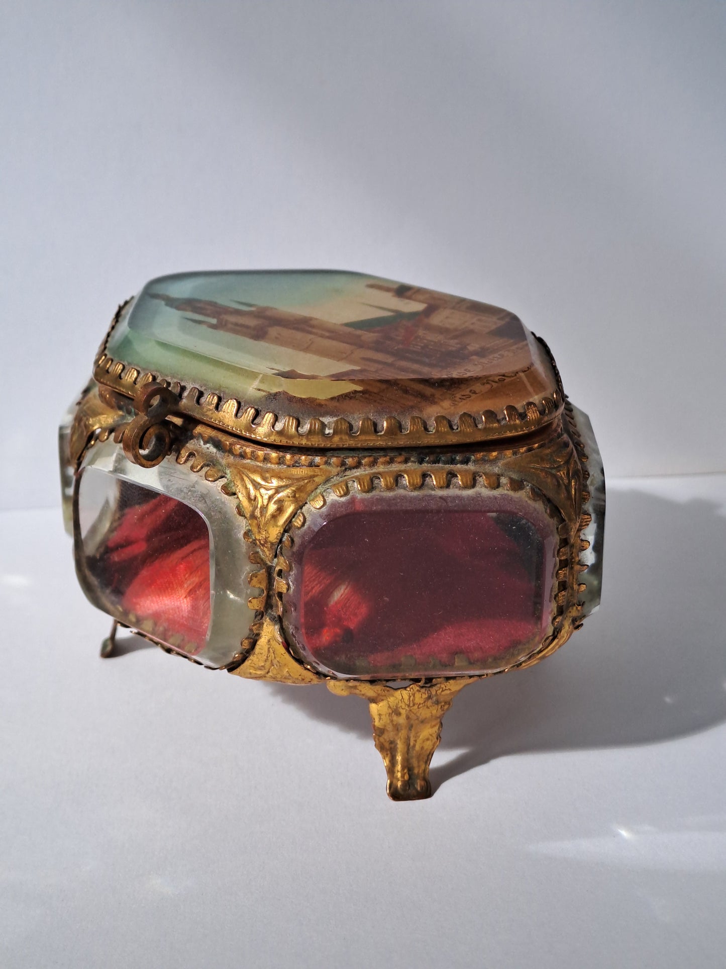 French Antique Ormolu Jewelry Box / Fransk Antik Ormolu Smykkeskrin