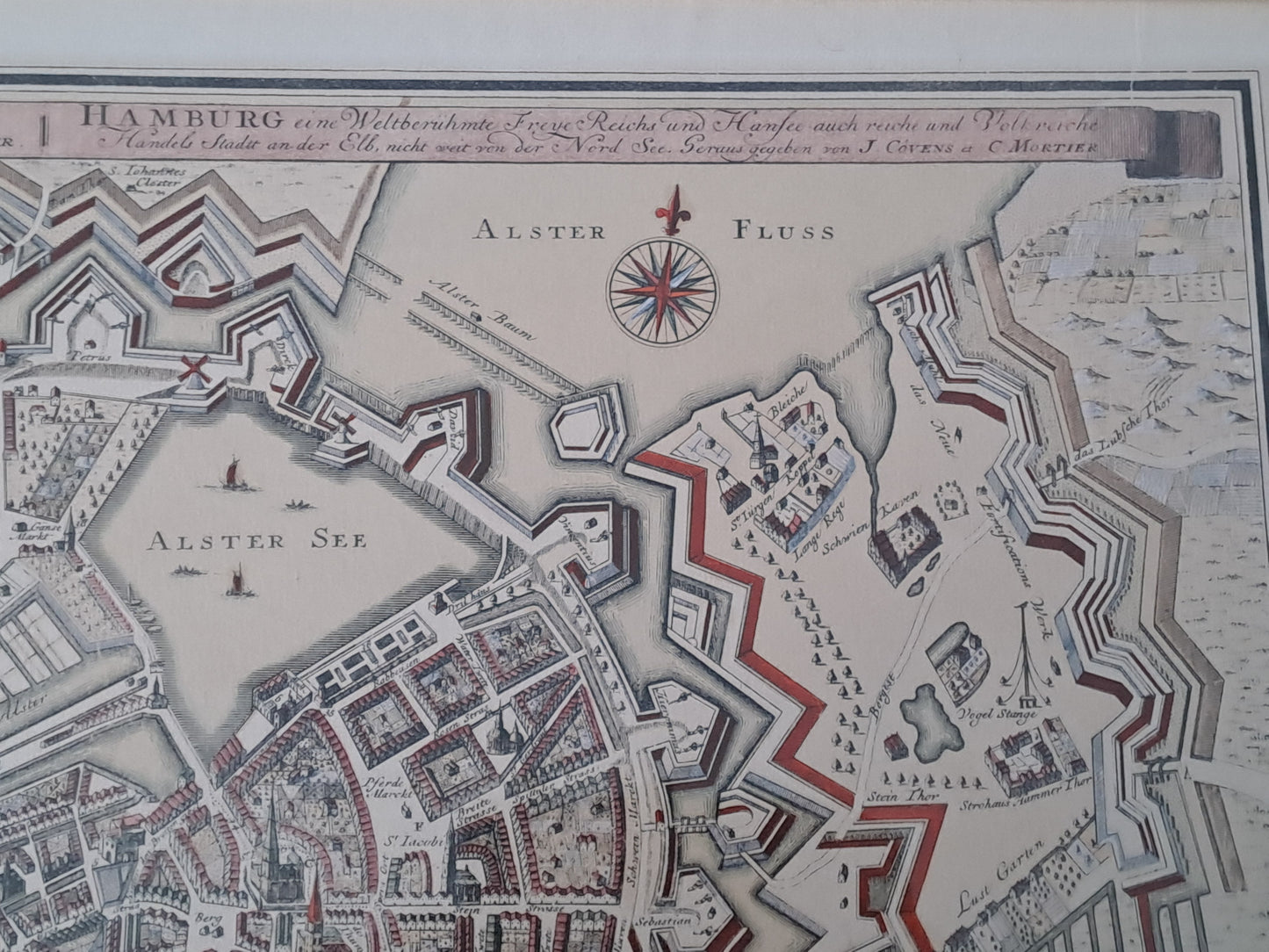 Hamburg Old Historical Map / Hamborg Gl. Kort Prospekt