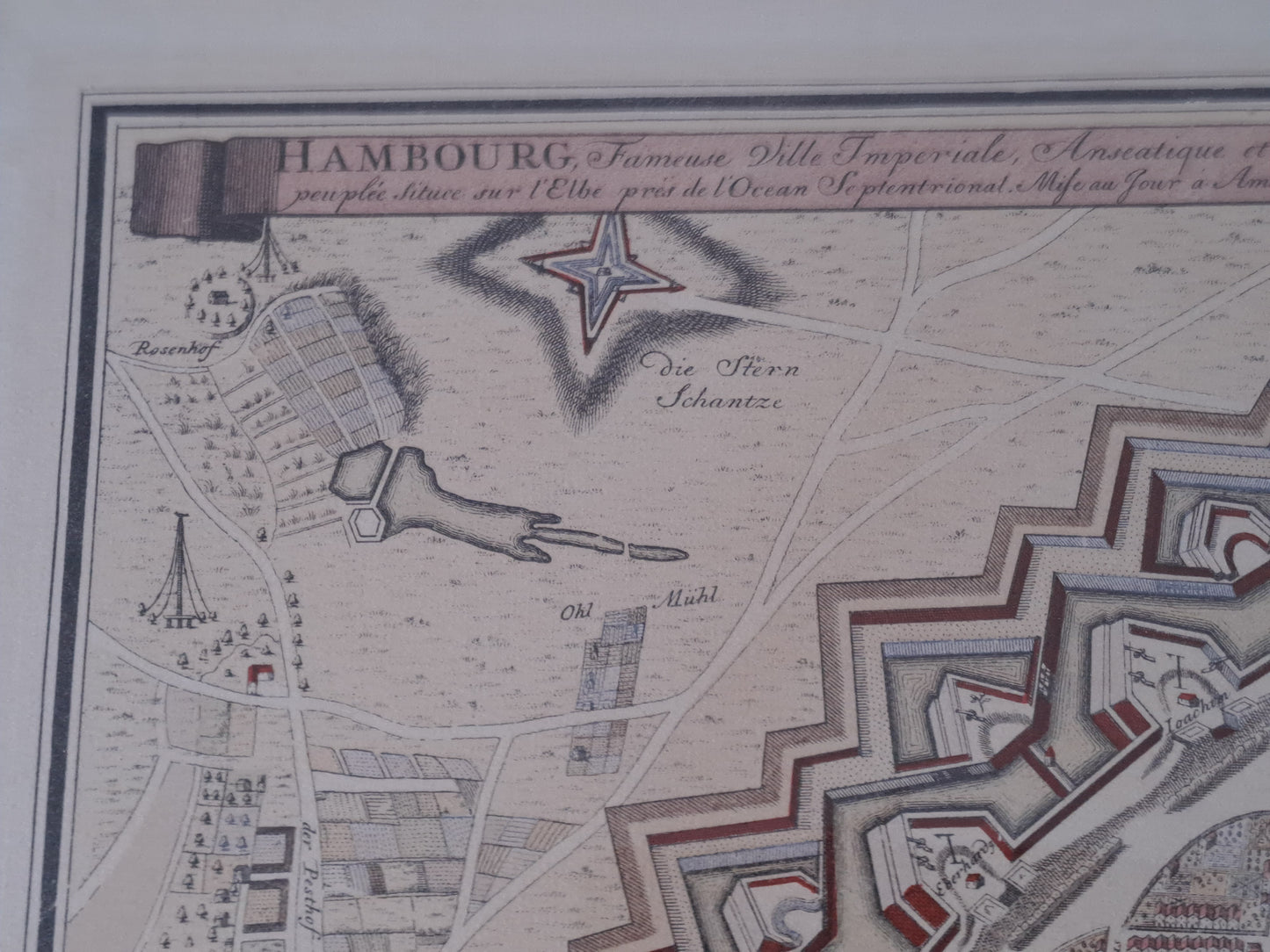 Hamburg Old Historical Map / Hamborg Gl. Kort Prospekt