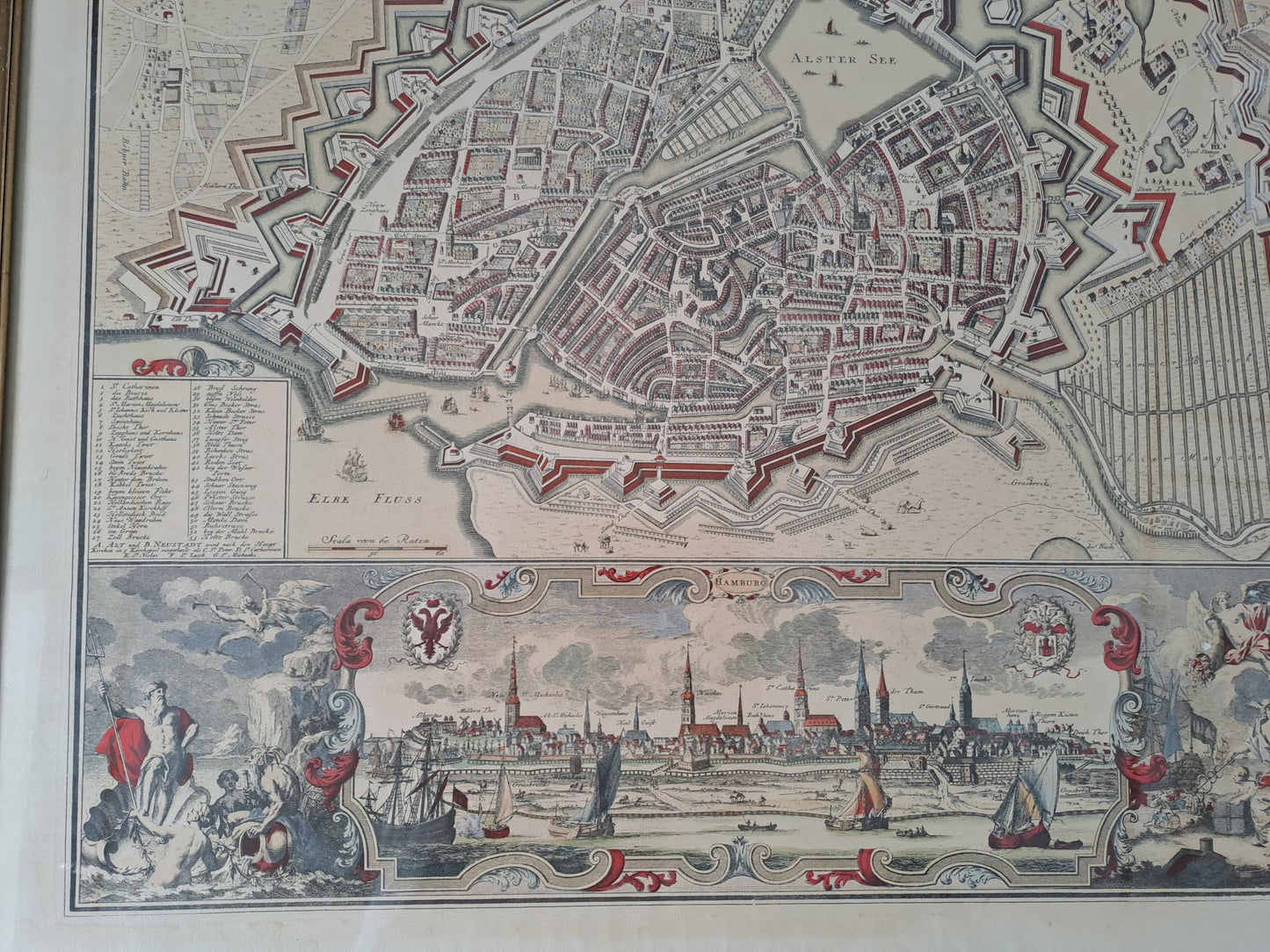 Hamburg Old Historical Map / Hamborg Gl. Kort Prospekt