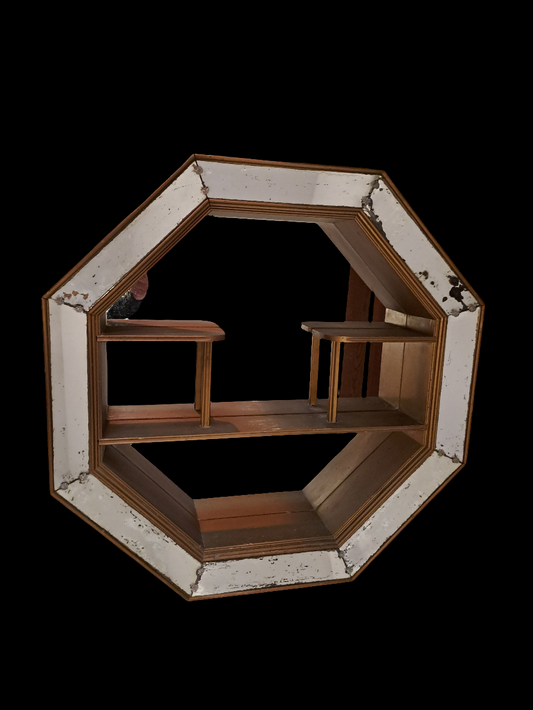 Vintage Octagon Mirror with Shelves Regency Style