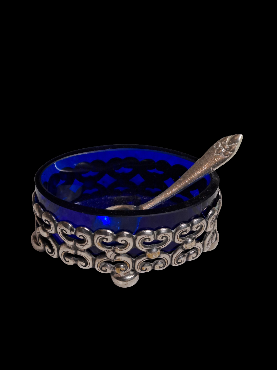 Antique Salt Cellar with Spoon