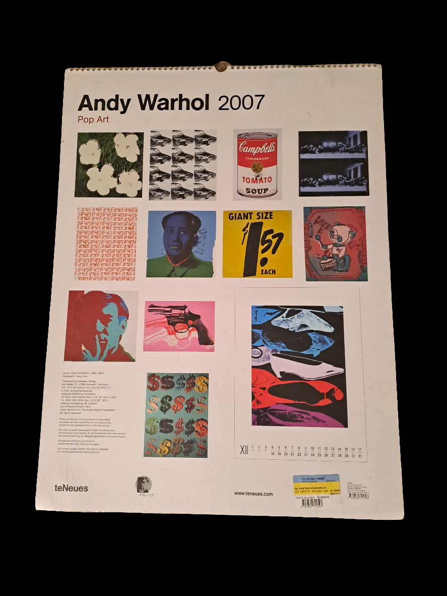 Andy Warhole Pop Art Calendar Sealed/Andy Warhole Pop Art Kalender Ubrudt Emballage