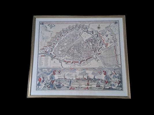 Hamburg Old Historical Map / Hamborg Gl. Kort Prospekt