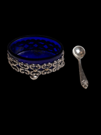 Antique Salt Cellar with Spoon