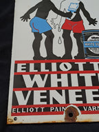Elliot's White Veneer Enamel Sign