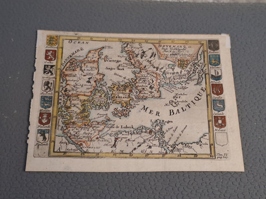 Antique Map of Denmark 1720 / Antik Kort over Danmark 1720