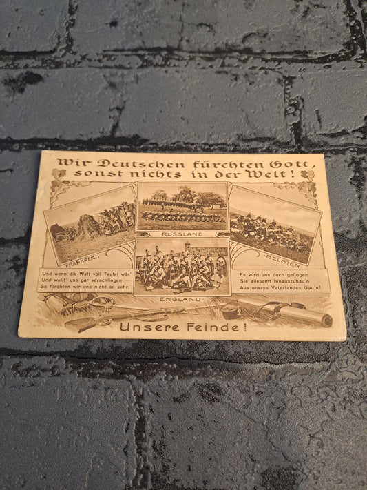 WW1 Postcard "Unsere Feinde" Ultra Rare / WW1 Postkort "Unsere Feinde" Ultra Sjældent
