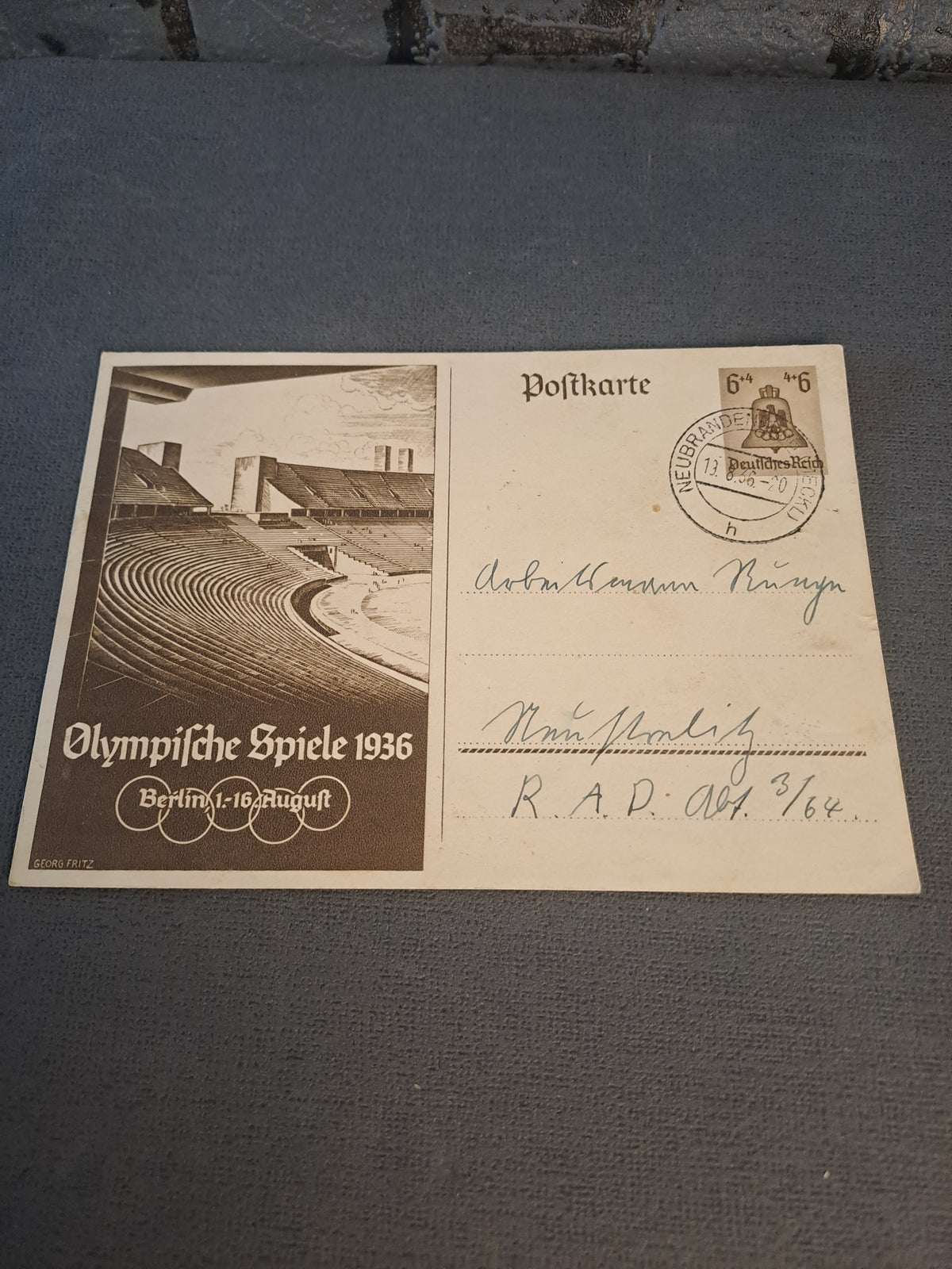 WW2 Postcard 1936 Olympic Games