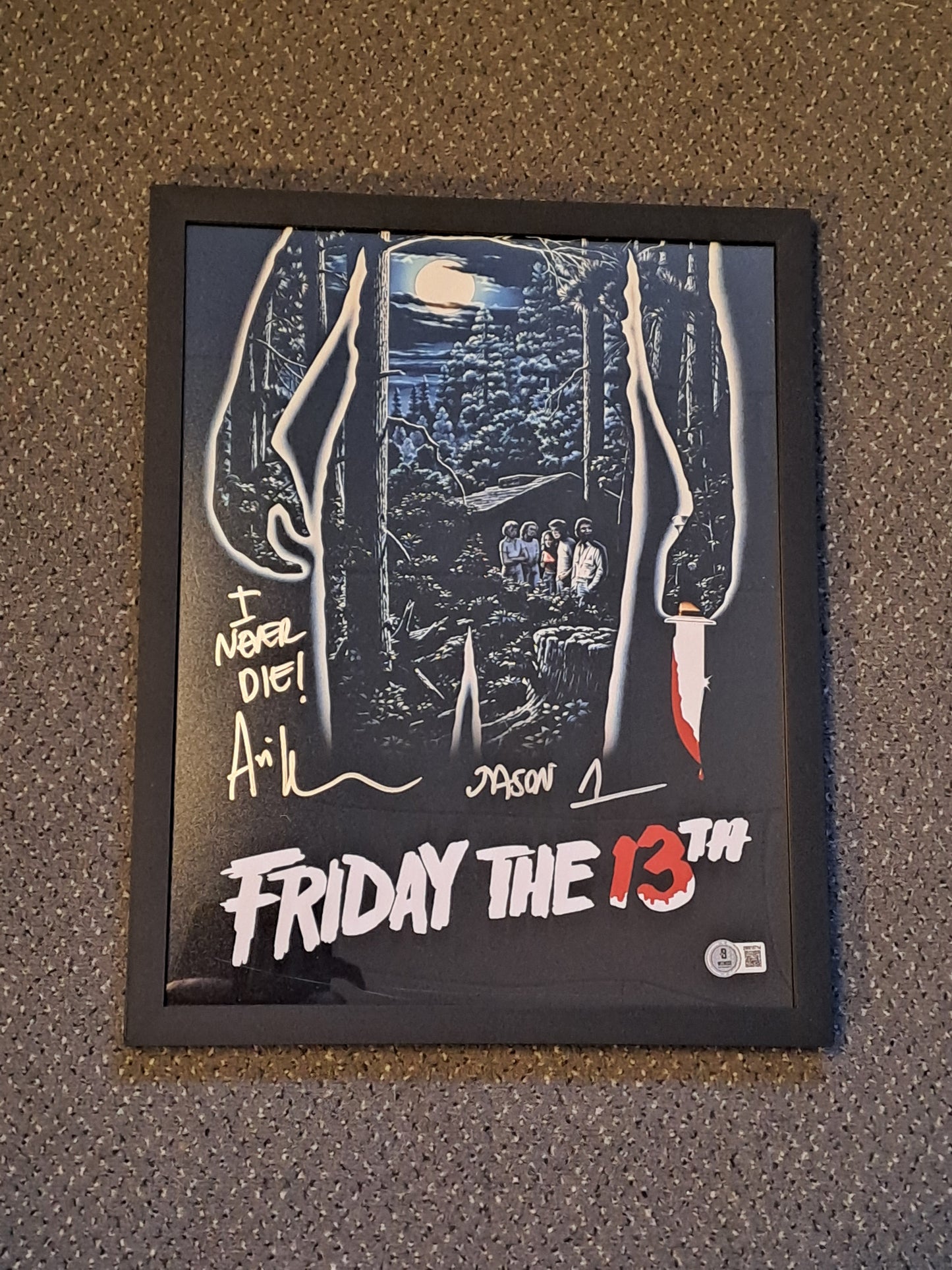 Friday The 13th Poster in Frame with Autograph / Fredag D. 13. Signeret Mini Poster i Ramme