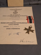 WW2 War Merit Cross 2nd Class with Envelope and Award Document