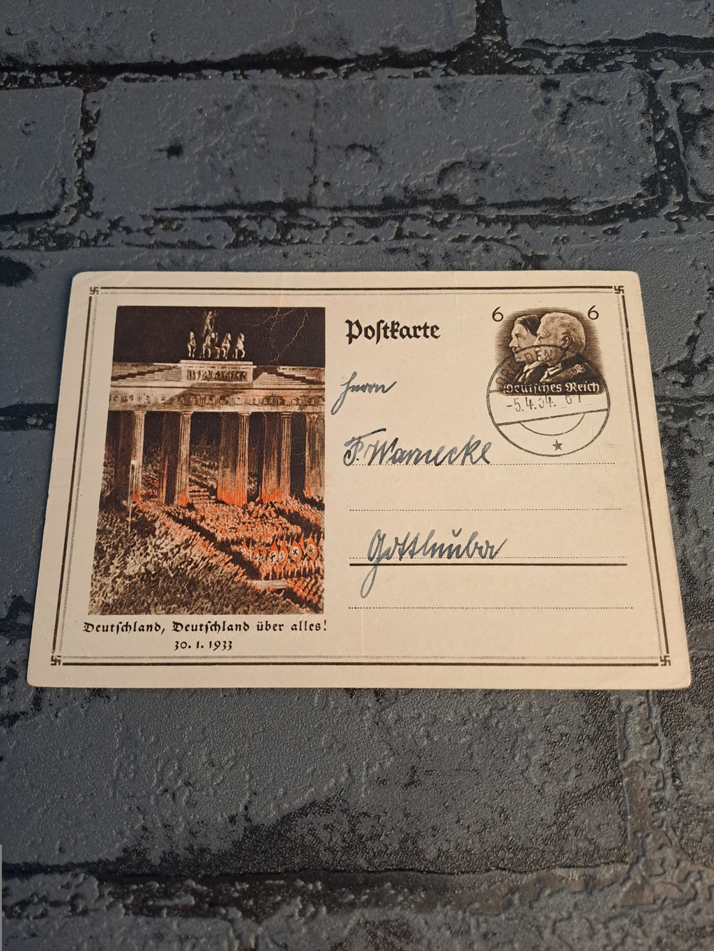 WW2 Postcard Deutschland, Deutschland Uber Alles 1933
