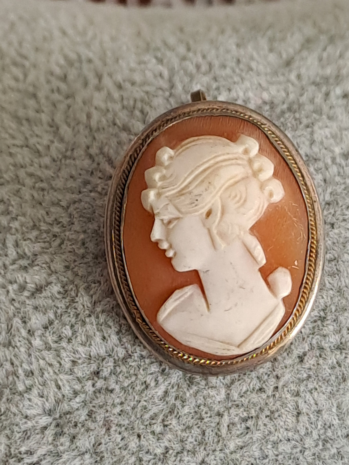 Antique 800 Silver Shell Carved Cameo Pendant/Brooch