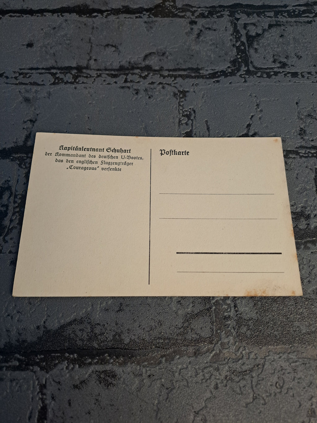 WW2 Postcard Kapitanleutnant Schuhart Kommandant Des Deutschen U-Bootes