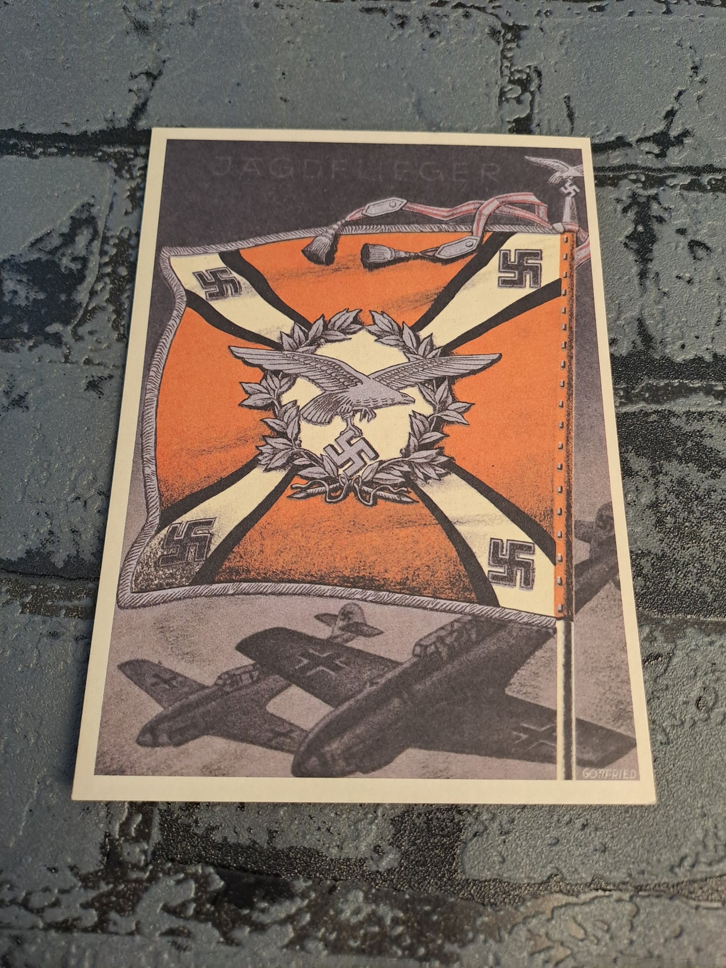 WW2 Postcard Jagdflieger Die Siegreichen Fahnen Und Standarten Karte 16