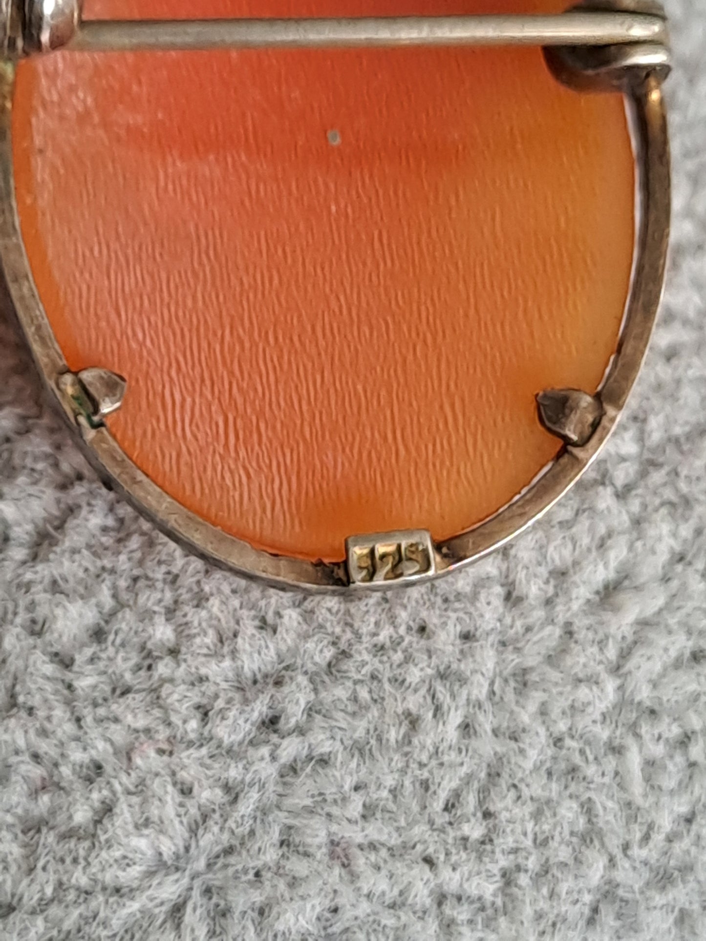 Antique 925 Silver Shell Carved Cameo Pendant/Brooch