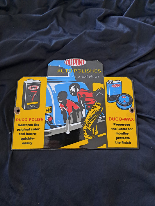 Dupont Auto Polishes Enamel Sign / Dupont Auto Polishes Emaljeskilt