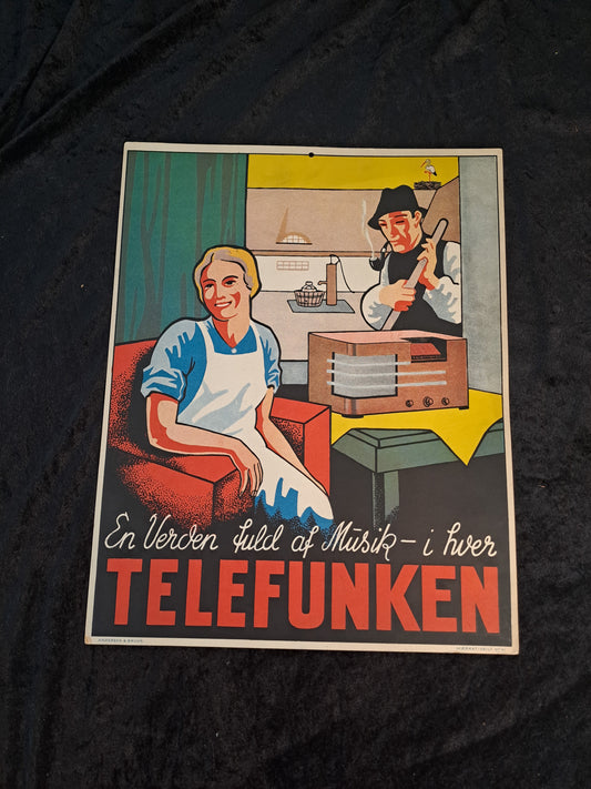 Originalt Mærkatskilt No 91 Andersen & Bruun "Telefunken"