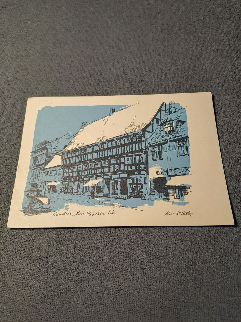 Randers Niels Ebbesens Hus Julekort af Alex Secher 1960'erne
