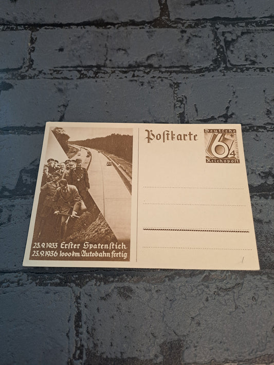 WW2 Postcard A.H. Erster Spatenstich Autobahn 1936