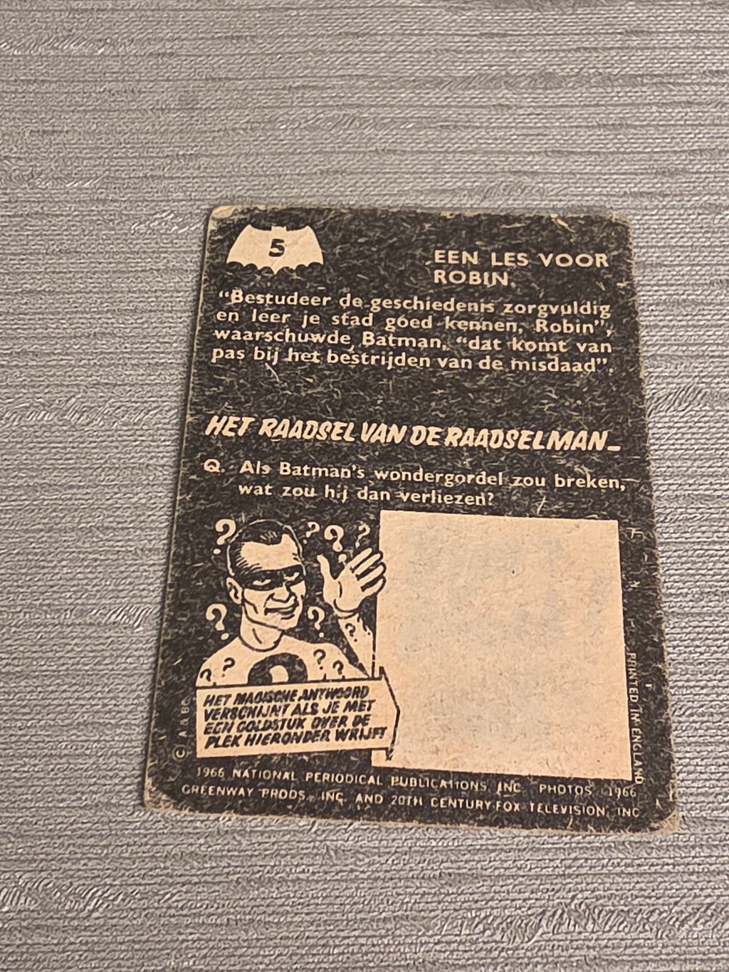Batman Vintage Samlerkort 1966 No. 5