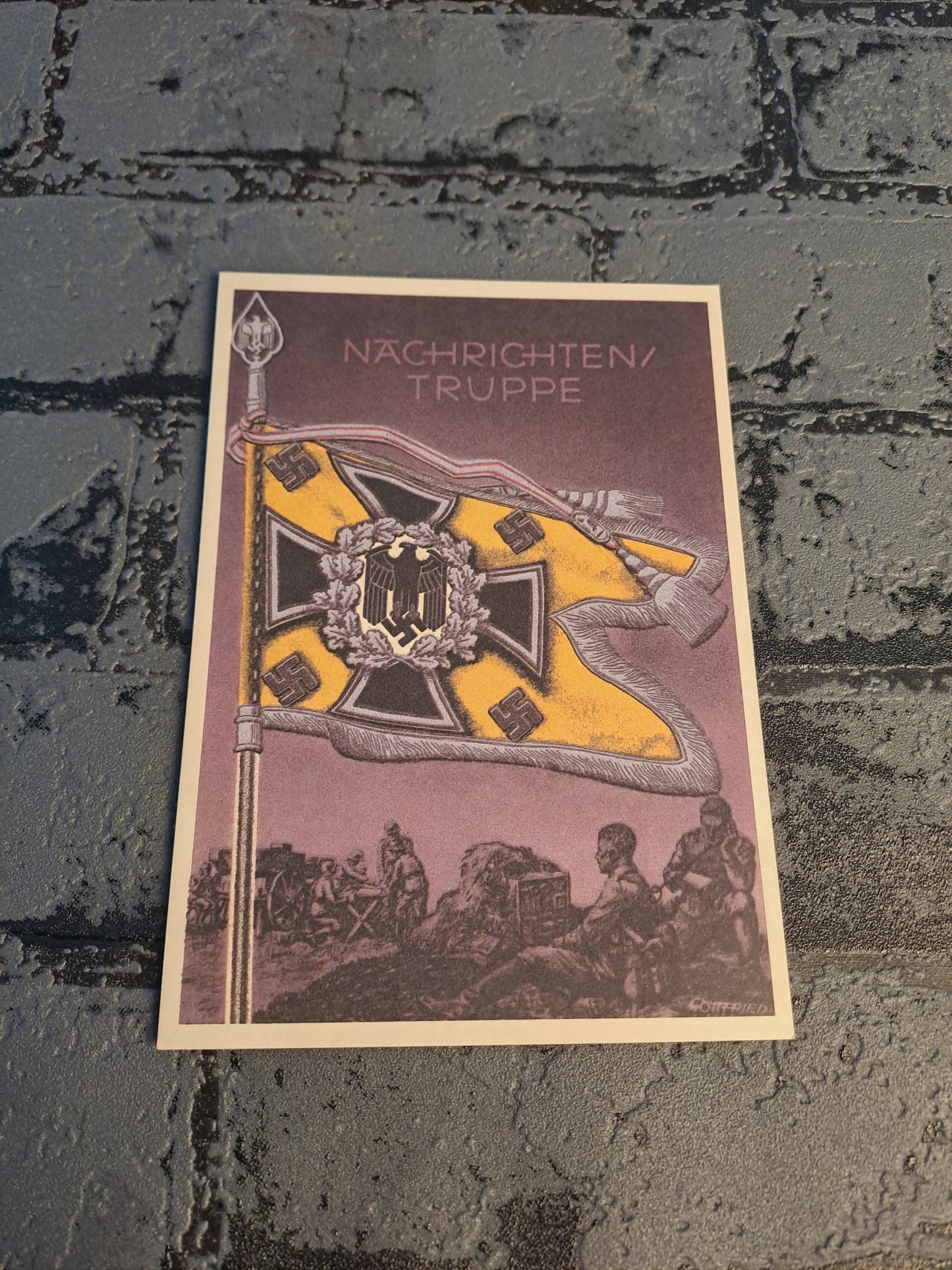 WW2 Postcard Die Siegreichen Fahnen Und Standarten Nachrichtentruppe