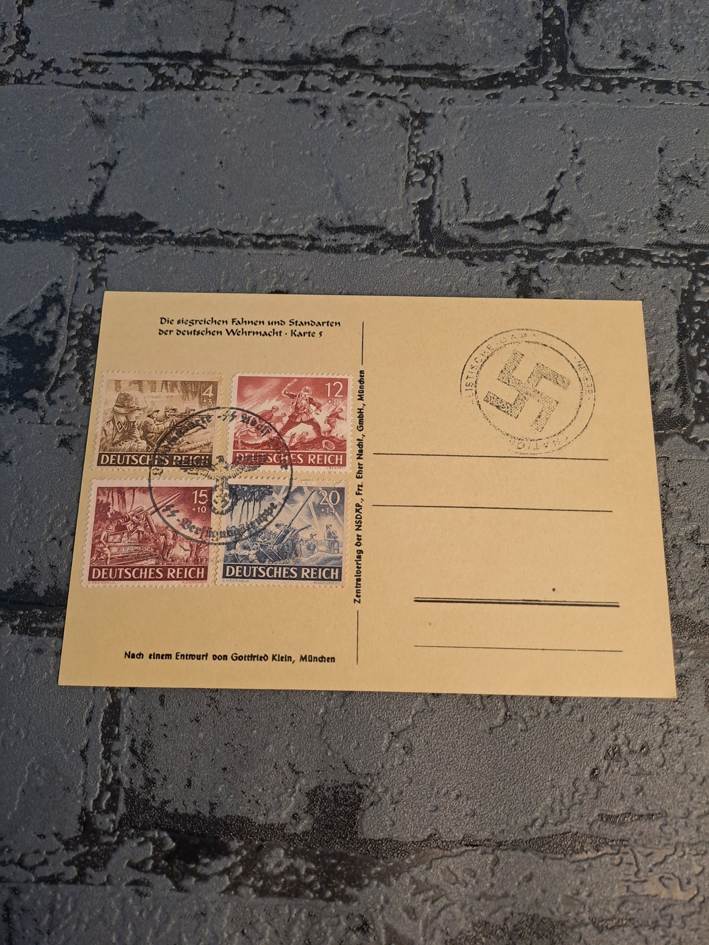 WW2 Postcard Die Siegreichen Fahnen Und Standarten Pioniere