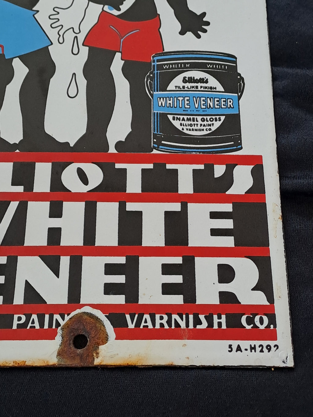 Elliot's White Veneer Enamel Sign