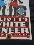 Elliot's White Veneer Enamel Sign