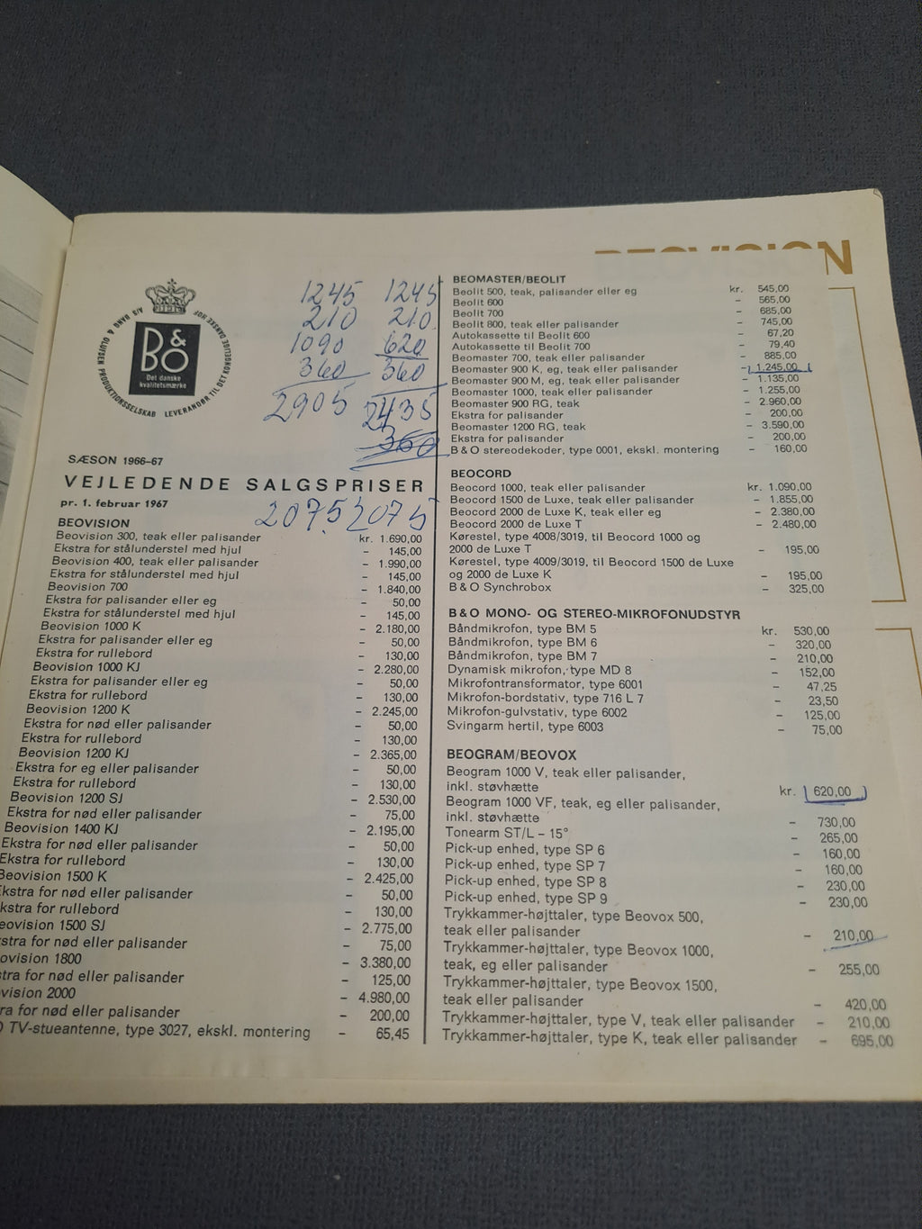 B&O Manual Beogram 1000 and Product Book 1967