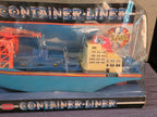 Vintage toy container ship in unopened box from the 1980s