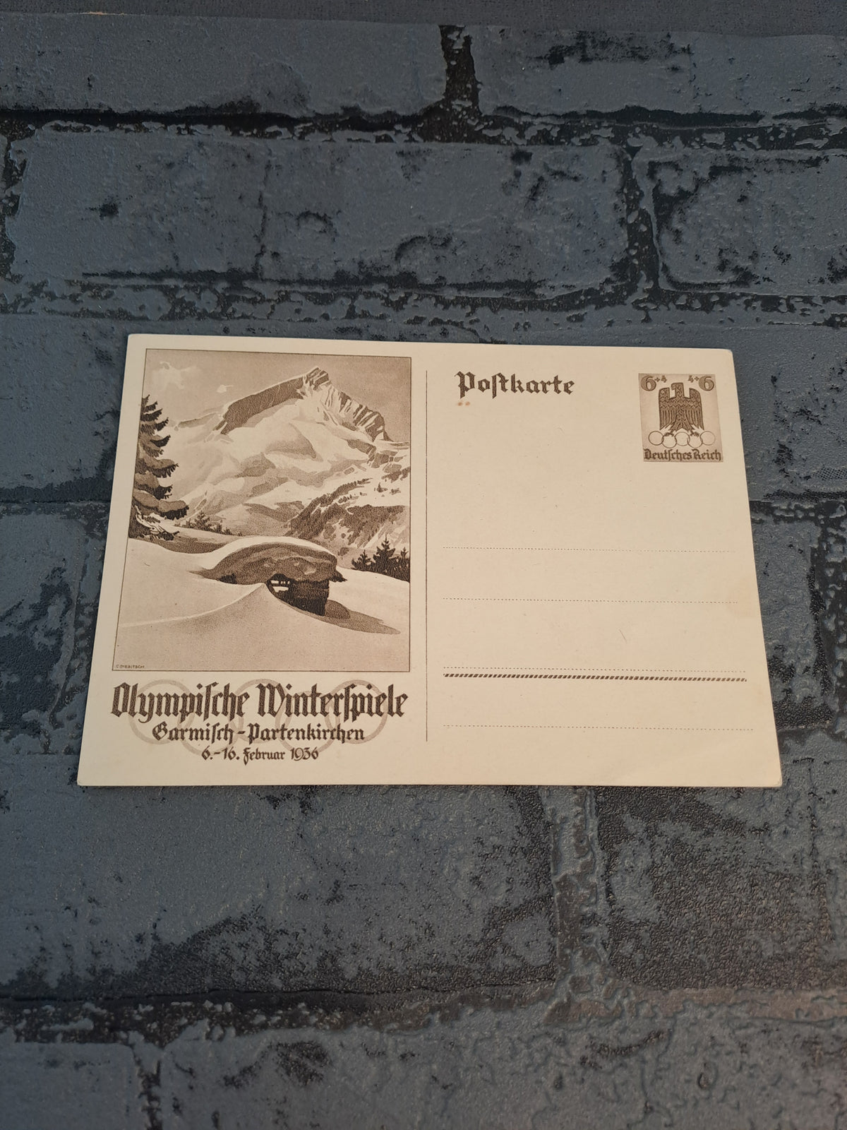 WW2 Postcard 1936 Winter Olympic Games