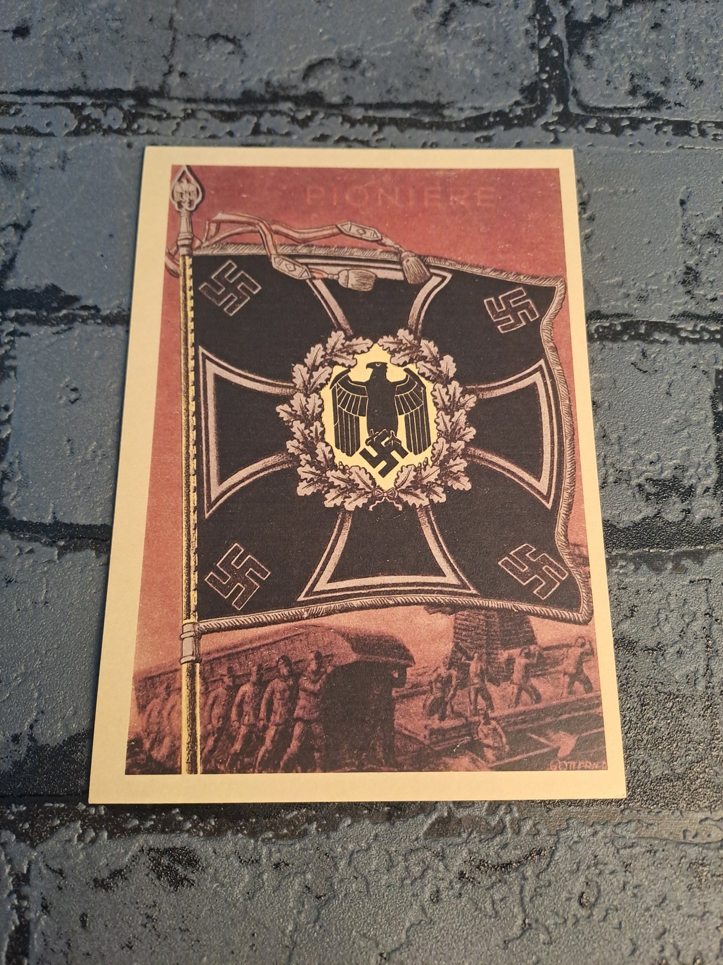 WW2 Postcard Die Siegreichen Fahnen Und Standarten Pioniere