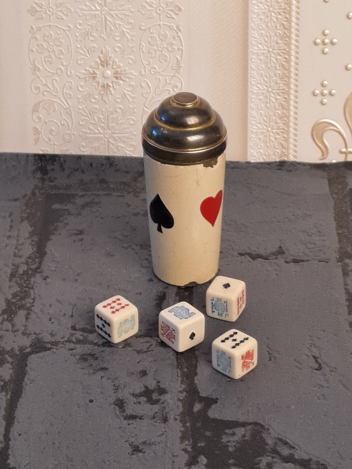 Vintage Enamel Dice Cup