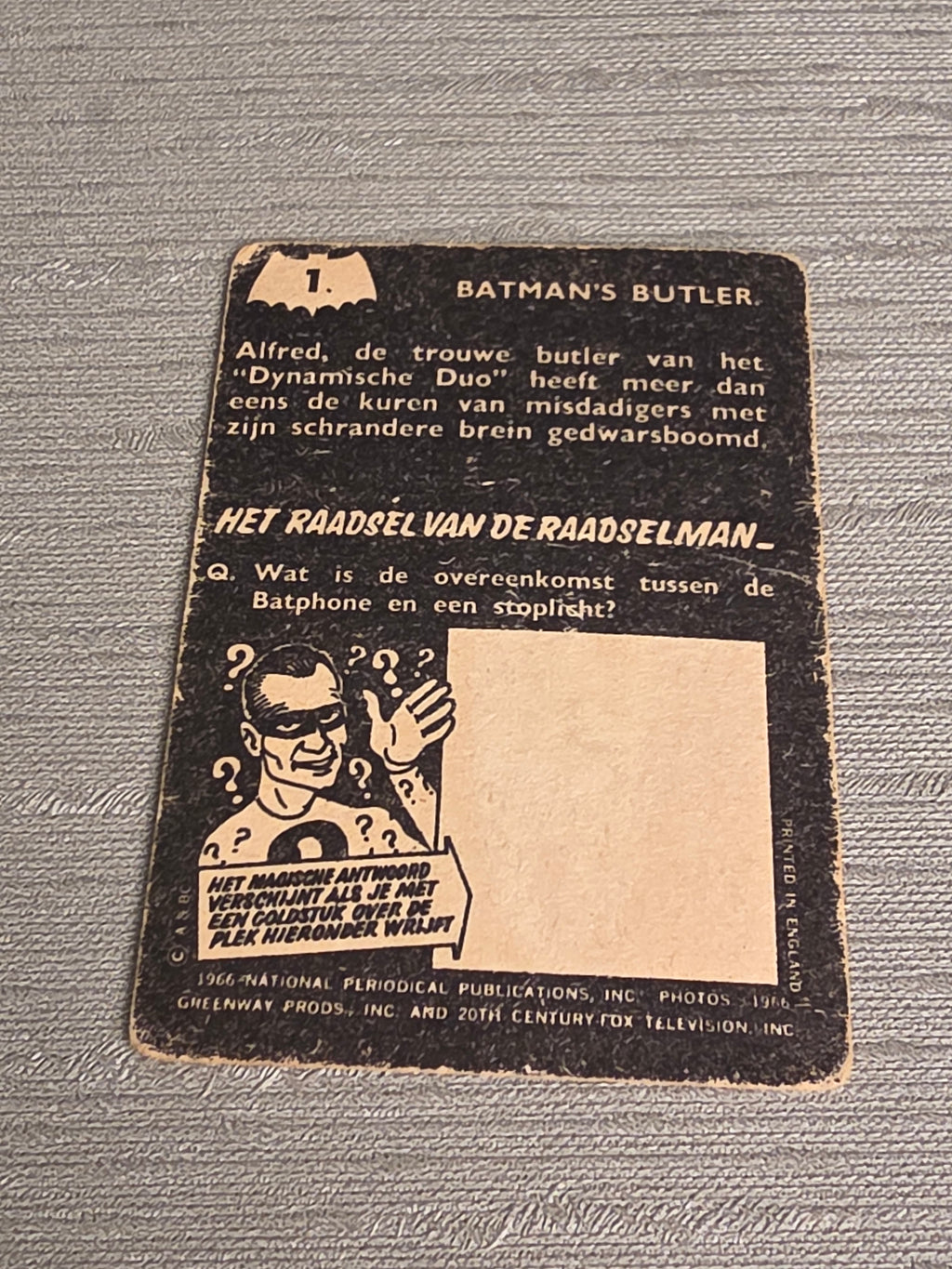 Batman Vintage Samlerkort 1966 No.1
