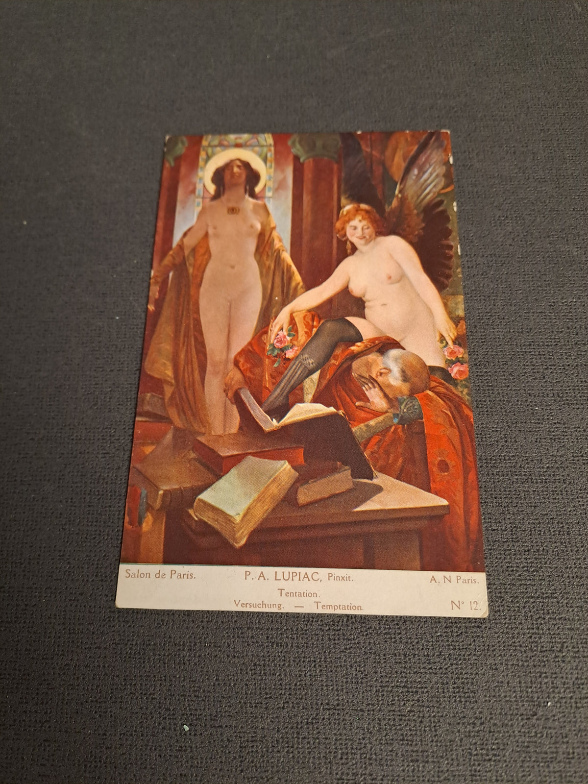 Tentation by P.A. Lucias Antique Postcard / Antique French Postcard