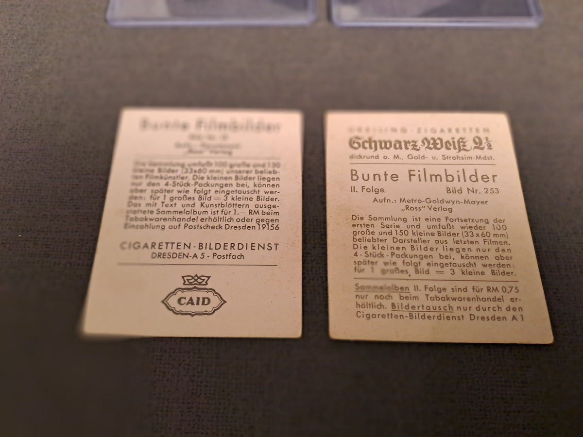 1937 Marlene Dietrich and Greta Garbo Cigarette Cards