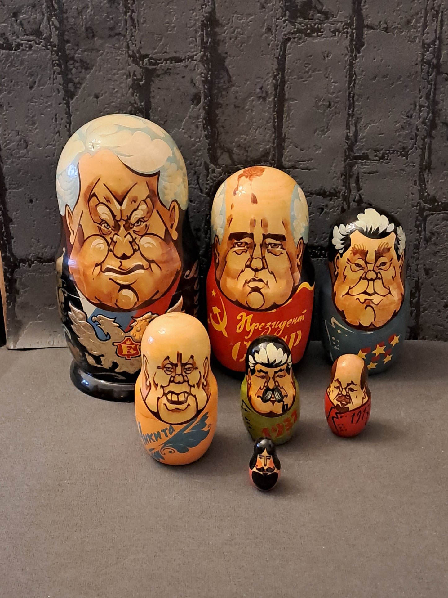 Vintage Matrjojska Dolls Russian Presidents / Vintage Matrjojska Dukker Russiske Præsidenter
