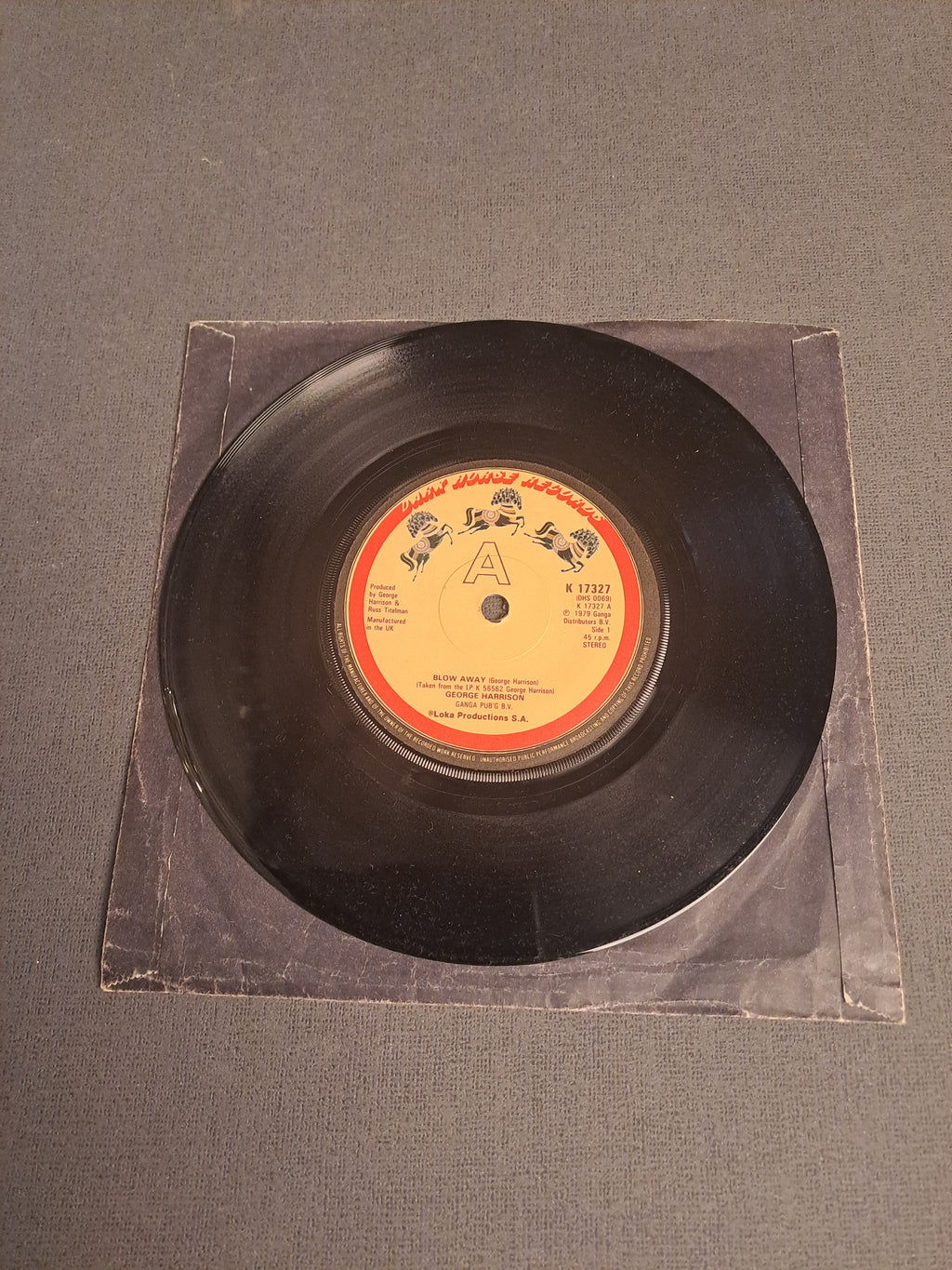 45 rpm George Harrison Bliw Away/Soft Touch 1979