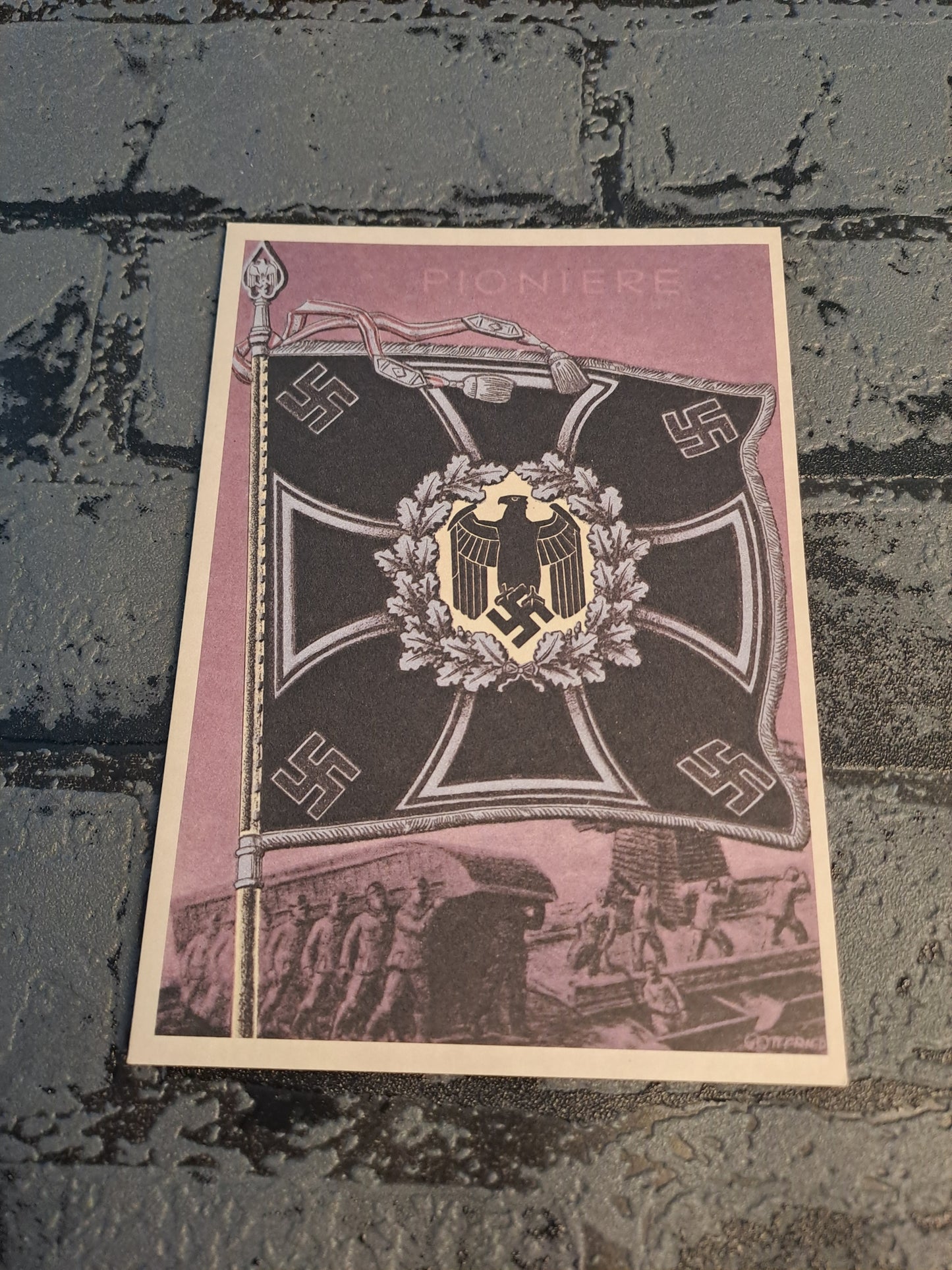 WW2 Postcard Die Siegreichen Fahnen Und Standarten Pionere