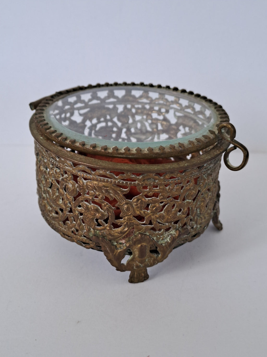 French Antique Ormolu Filigree Jewelry box / Fransk Antik Ormolu Filigran Smykkeskrin