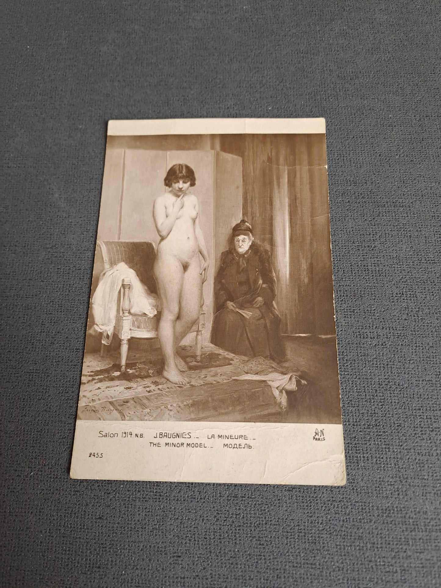 Antique Baugnies Postcard 1914 / Antik Baugnies Postkort 1914