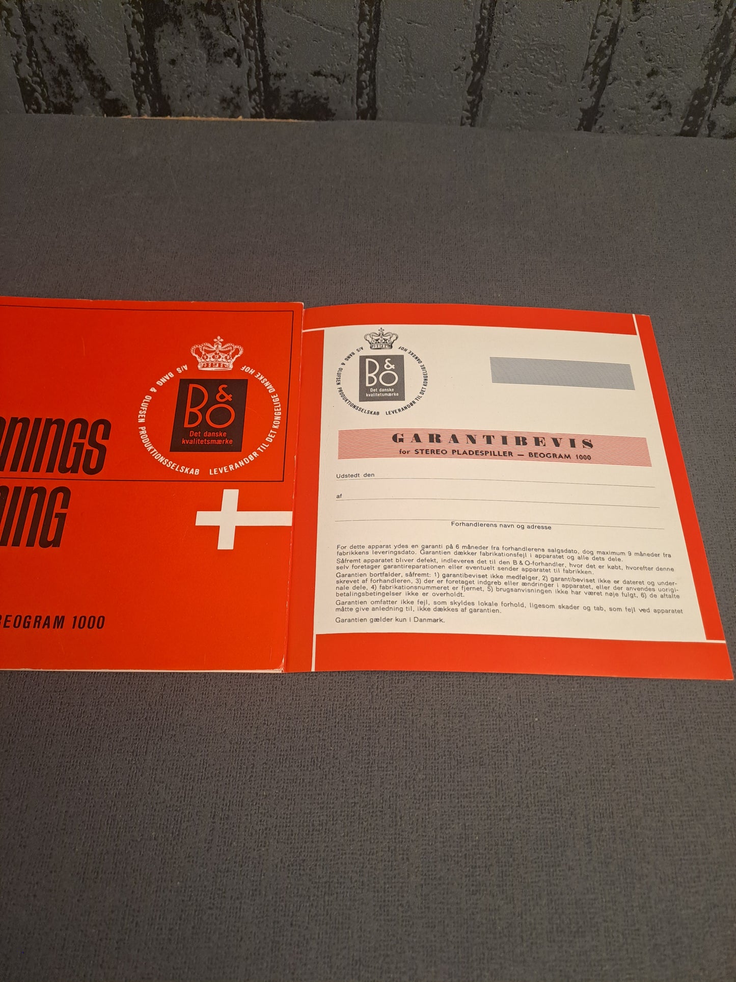 B&O Manual Beogram 1000 and Product Book 1967
